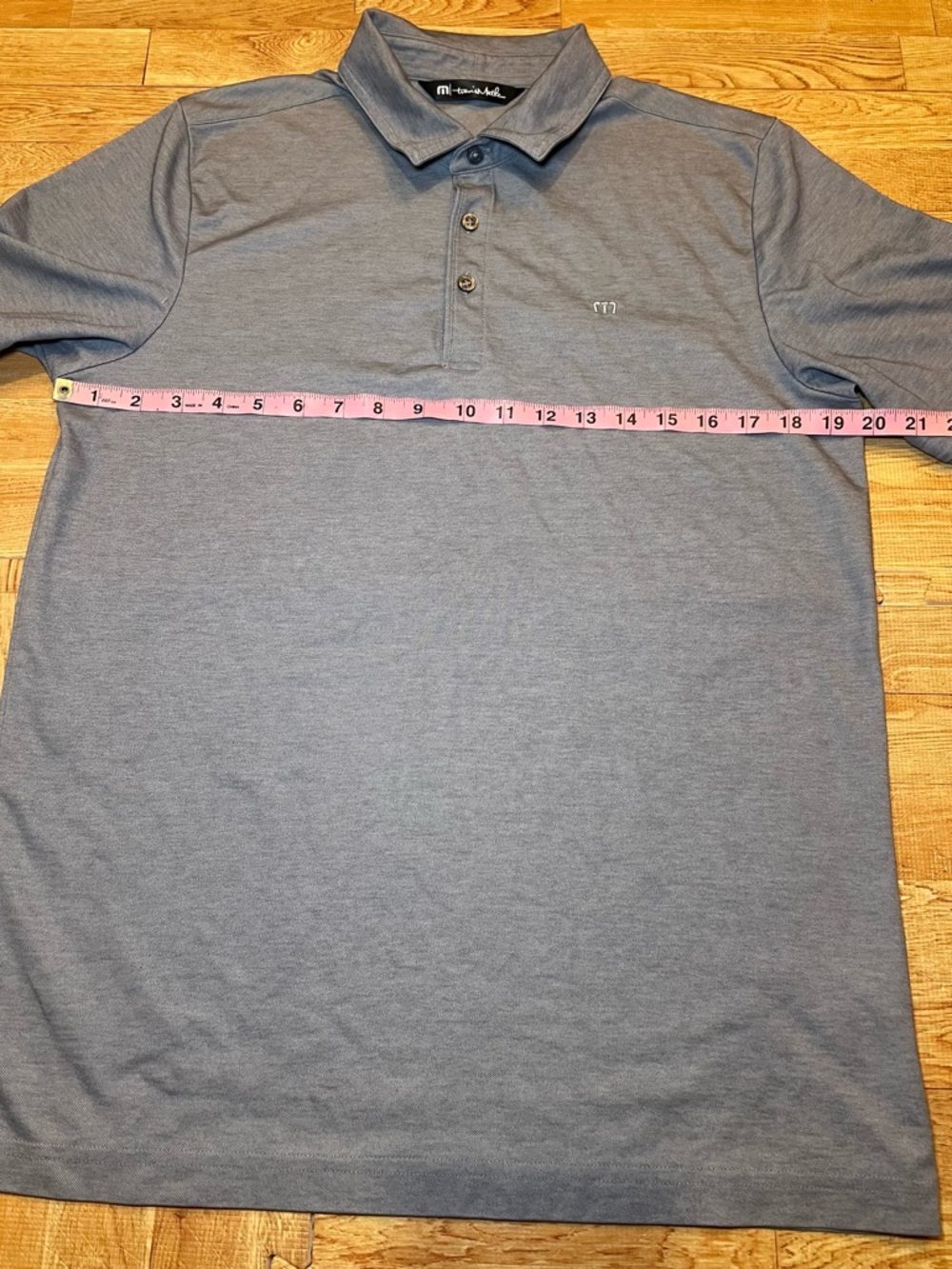 TravisMathew Polo Shirt Mens Medium Gray Blue Performance Golf Casual Stretch - Picture 3 of 5